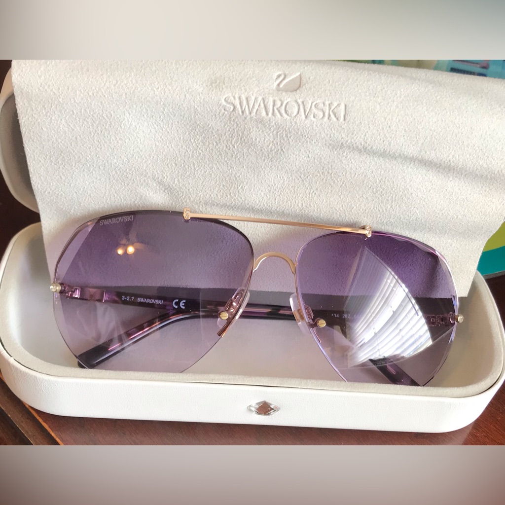 Swarovski Sunglasses Womens Lilac Tint Rose Gold Frame